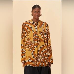 Farm Rio Beige Bananada maxi shirt